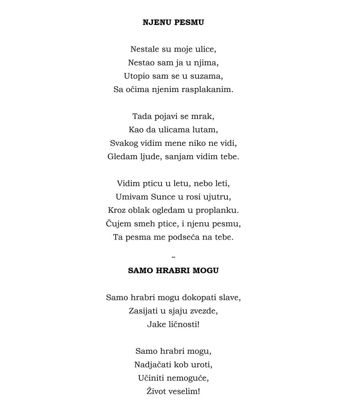 pesme iz zbirke hronike poezije